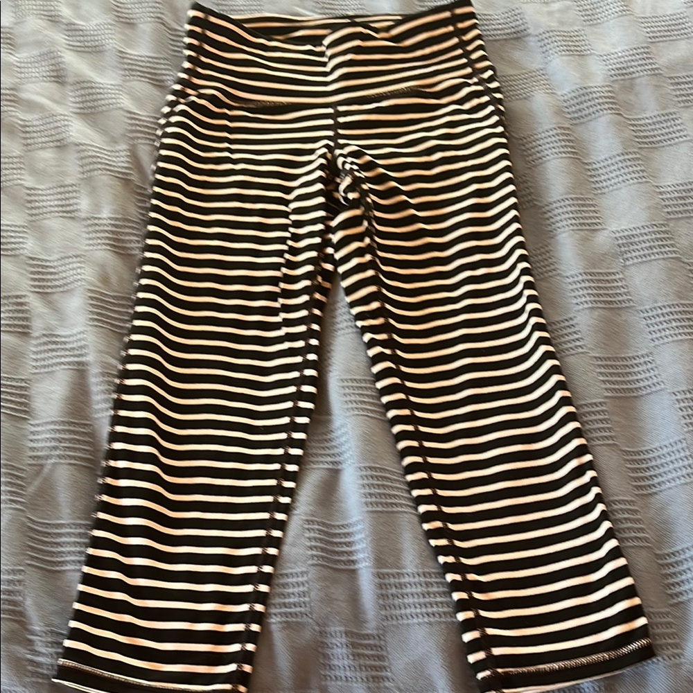 Athleta Striped Black and White calf length
